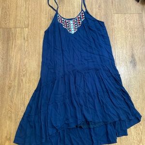 Shyanne, Spaghetti strap Navy Blue Ruffled Dress